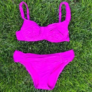 Fuschia ruched bikini by Betsey Johnson